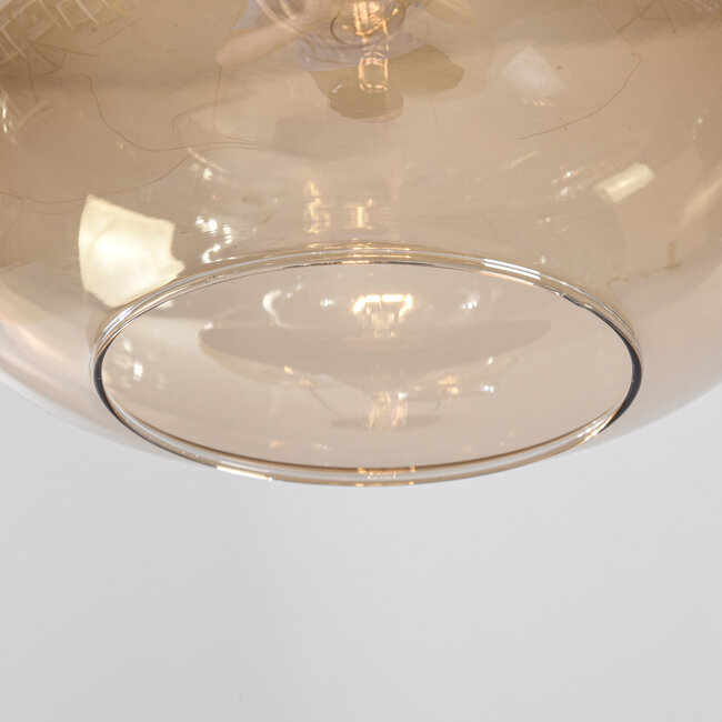 Design lampa wisząca Zian – 3 światła czarna ze szkłem bursztynowym w różnych kształtach