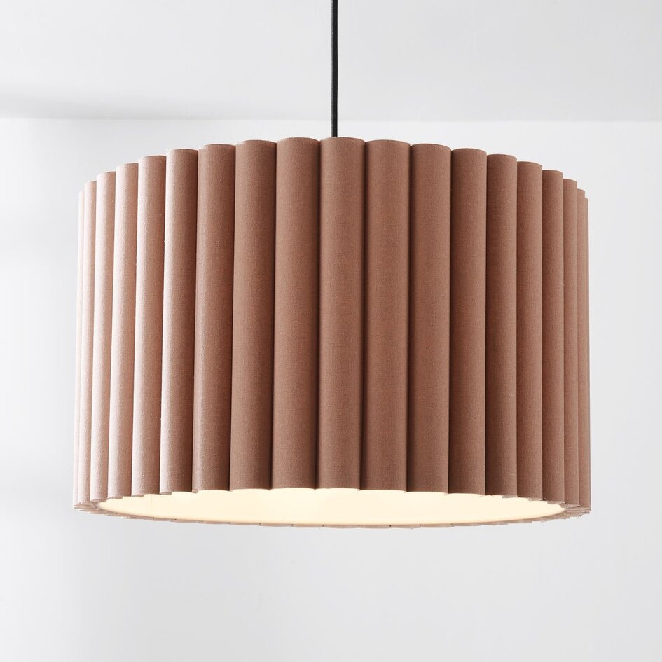 Nowoczesna lampa wisząca Ripla z okrągłym lnianym kloszem – brąz mokka