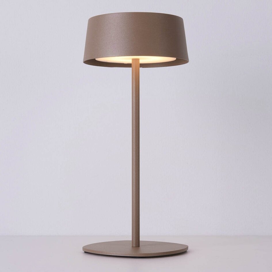 Lampa stołowa akumulatorowa Auris ściemnialne – szarobrązowe