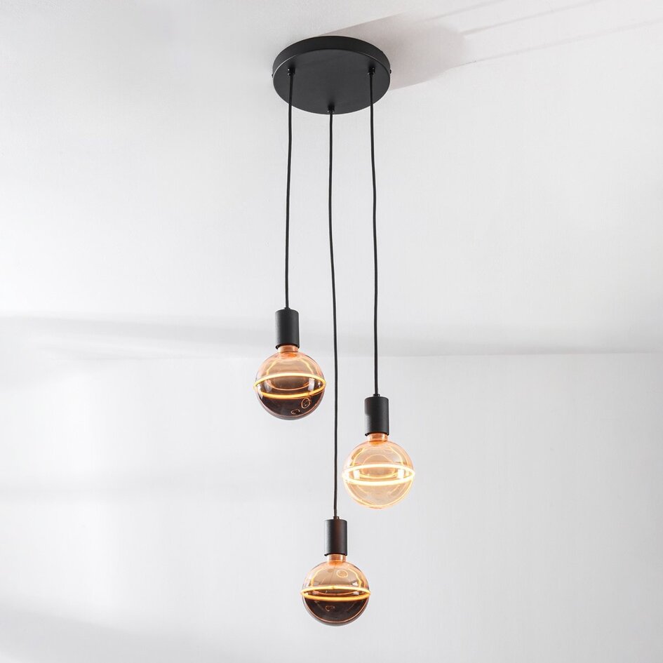Nowoczesna lampa wisząca Illumine czarna - 3 światła w zestawie ze ściemnialnymi żarówkami LED E27