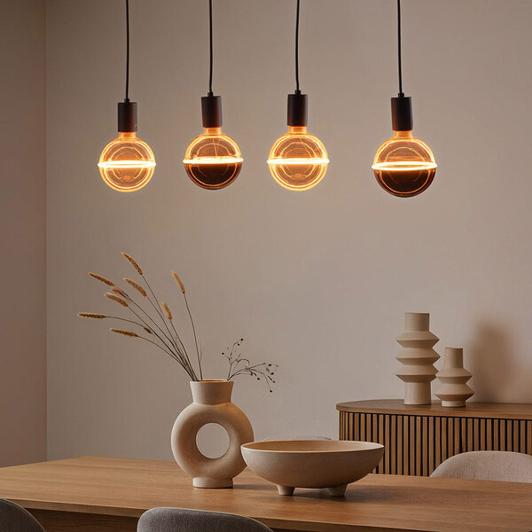 Industrialna lampa wisząca Nivelle czarna - 4 światła w zestawie ze ściemnialnymi żarówkami E27