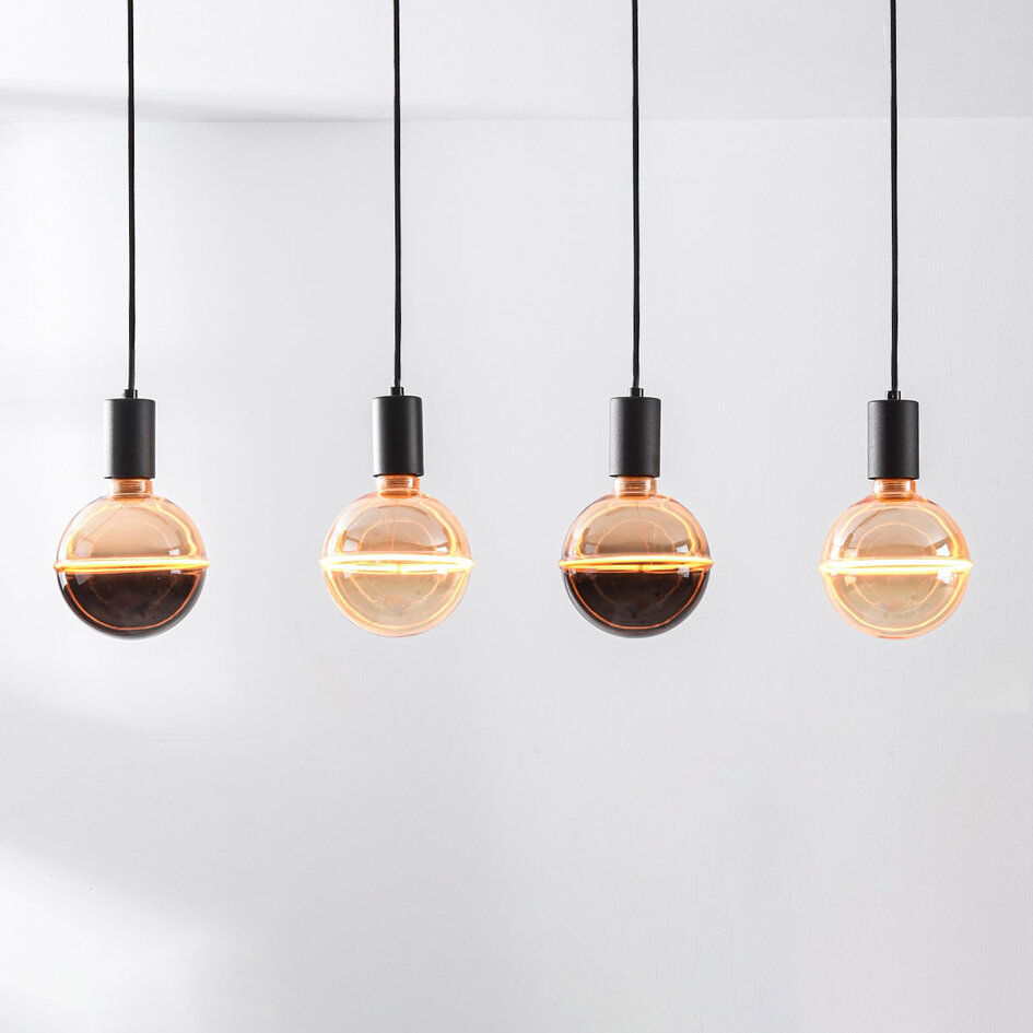 Industrialna lampa wisząca Nivelle czarna - 4 światła w zestawie ze ściemnialnymi żarówkami E27