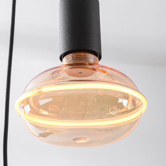 6 światła industrialna lampa wisząca Nivelle w zestawie ściemnialne żarówki E27 - czarne