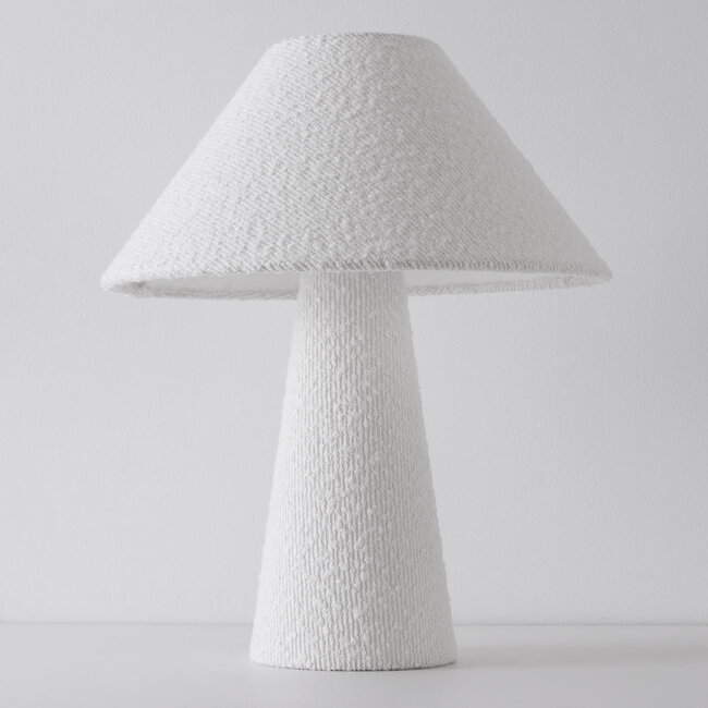 Lampa stołowa z lnu bouclé Tisch - biała
