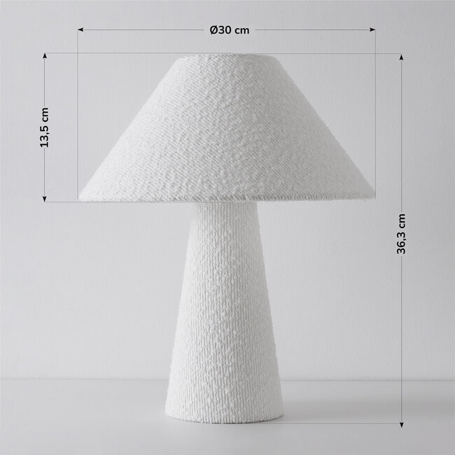 Lampa stołowa z lnu bouclé Tisch - biała