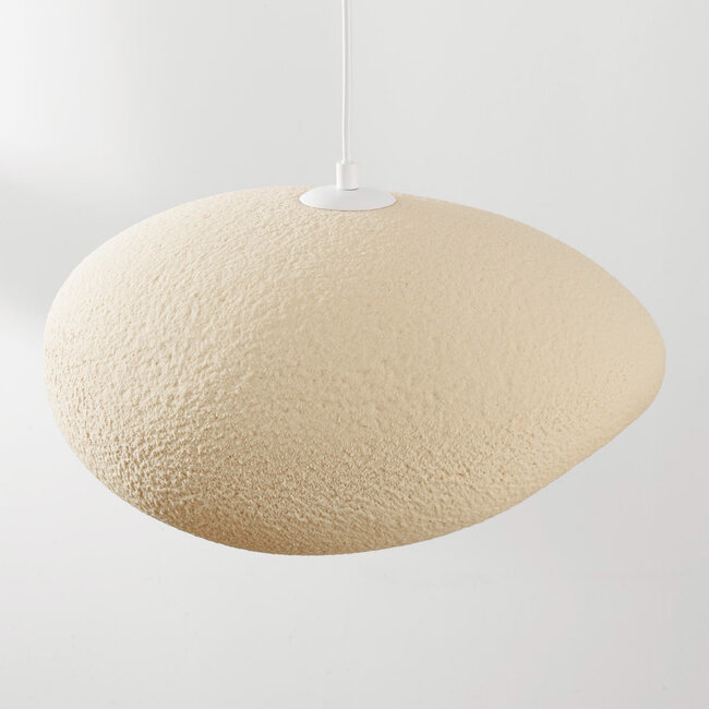 Lampa wisząca Wabi-Sabi Kawa z efektem kamienia w kolorze piaskowo-beżowym – 40 x 36 cm