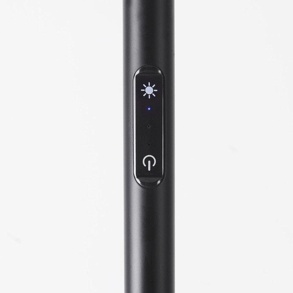 Lampa łukowa Talto w czarnym macie z wbudowanym źródłem LED i ściemniaczem dotykowym