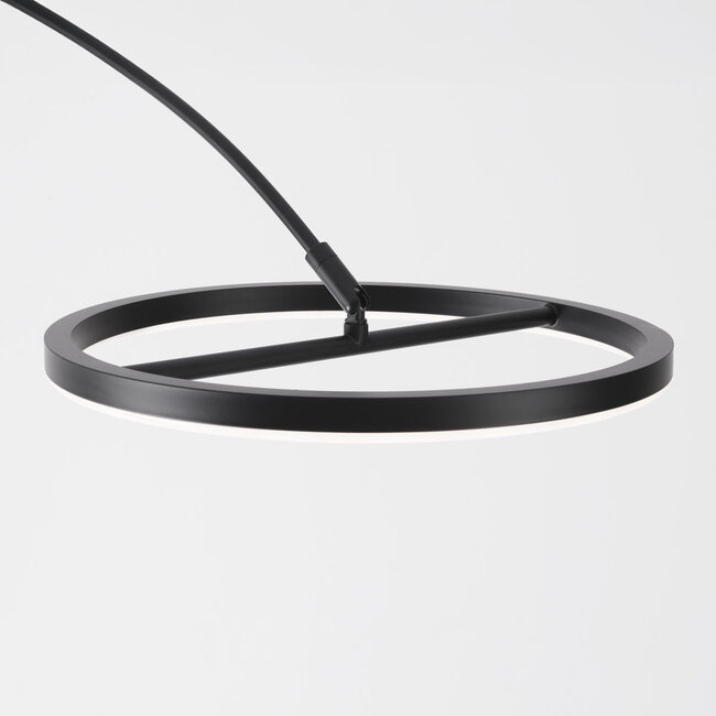 Lampa łukowa Talto w czarnym macie z wbudowanym źródłem LED i ściemniaczem dotykowym