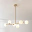 Design lampa wisząca Aster - beżowa z mlecznobiałym szkłem, 6 światła