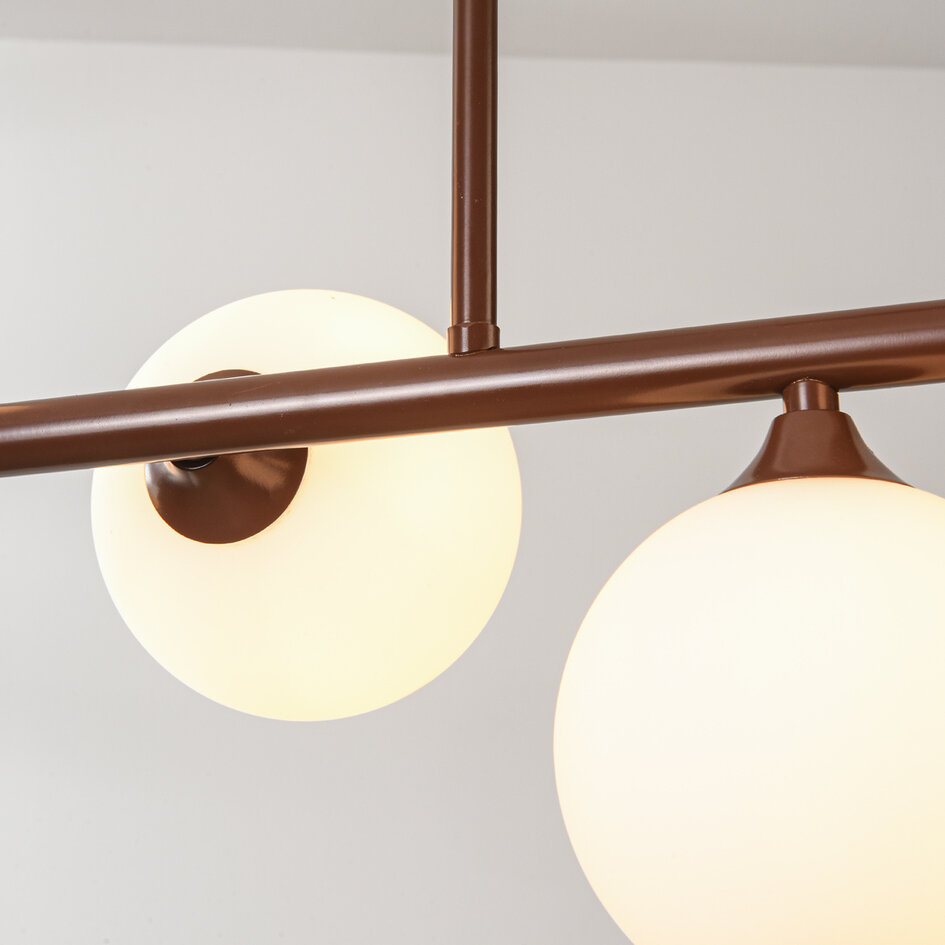 Design lampa wisząca Aster - brązowe z mlecznobiałym szkłem, 6-światła