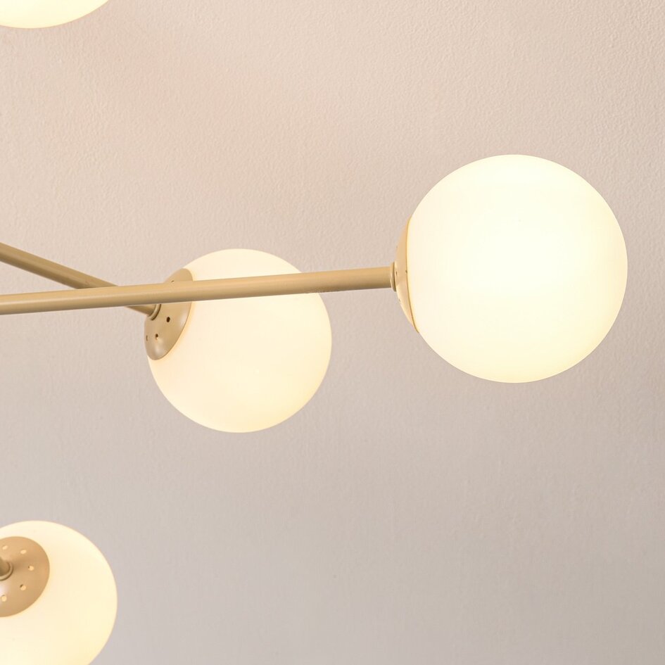Design Lampa sufitowa Idaho - beżowe z mlecznobiałym szkłem, 8 świateł