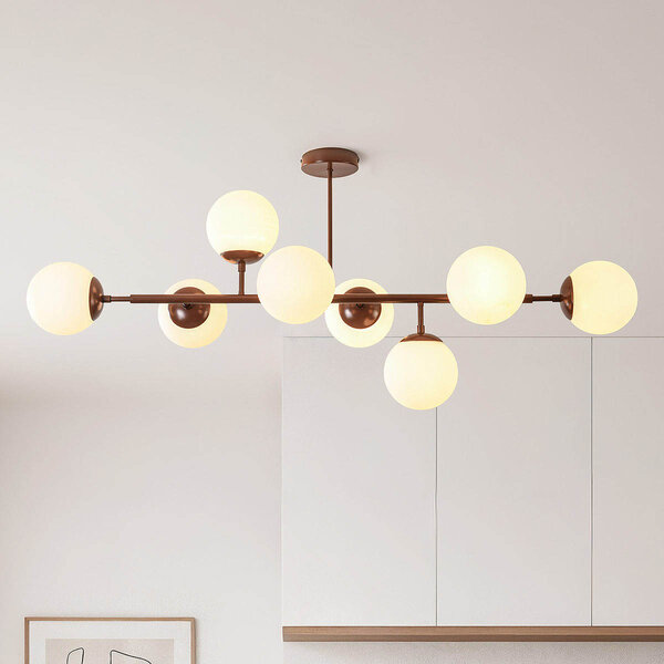 Design Lampa sufitowa Osem brązowe z mlecznobiały szklane kule - 8 światła