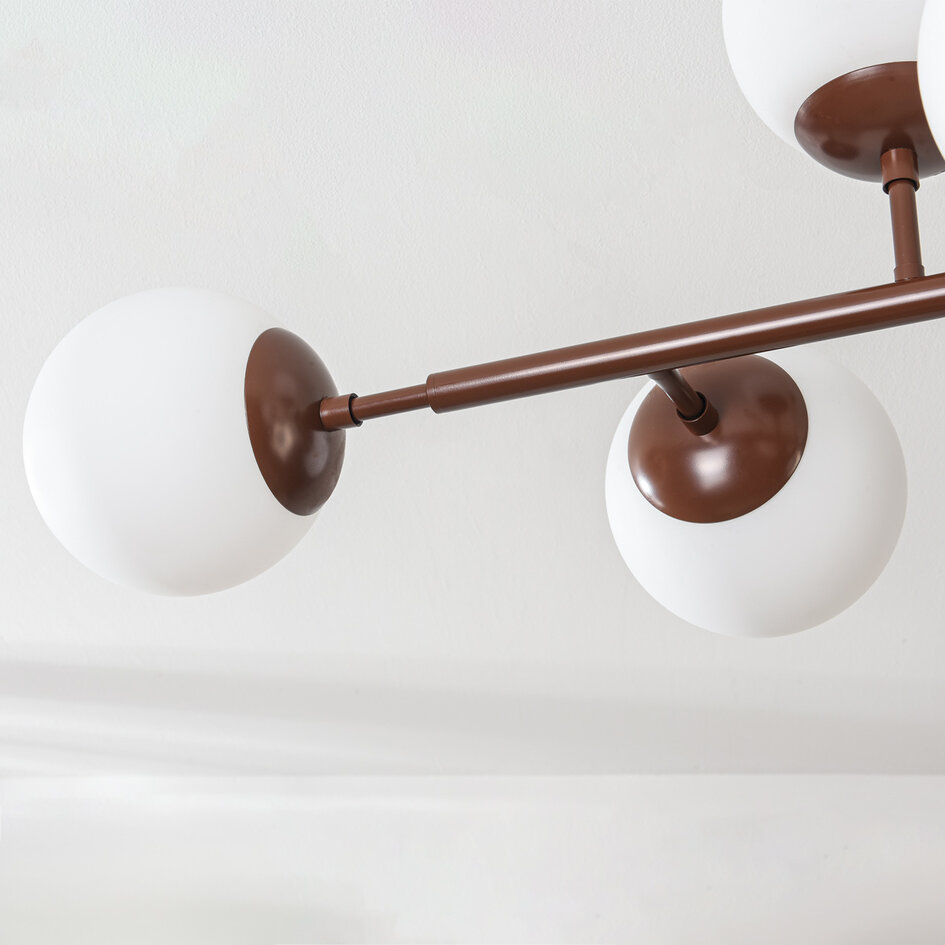Design Lampa sufitowa Osem brązowe z mlecznobiały szklane kule - 8 światła
