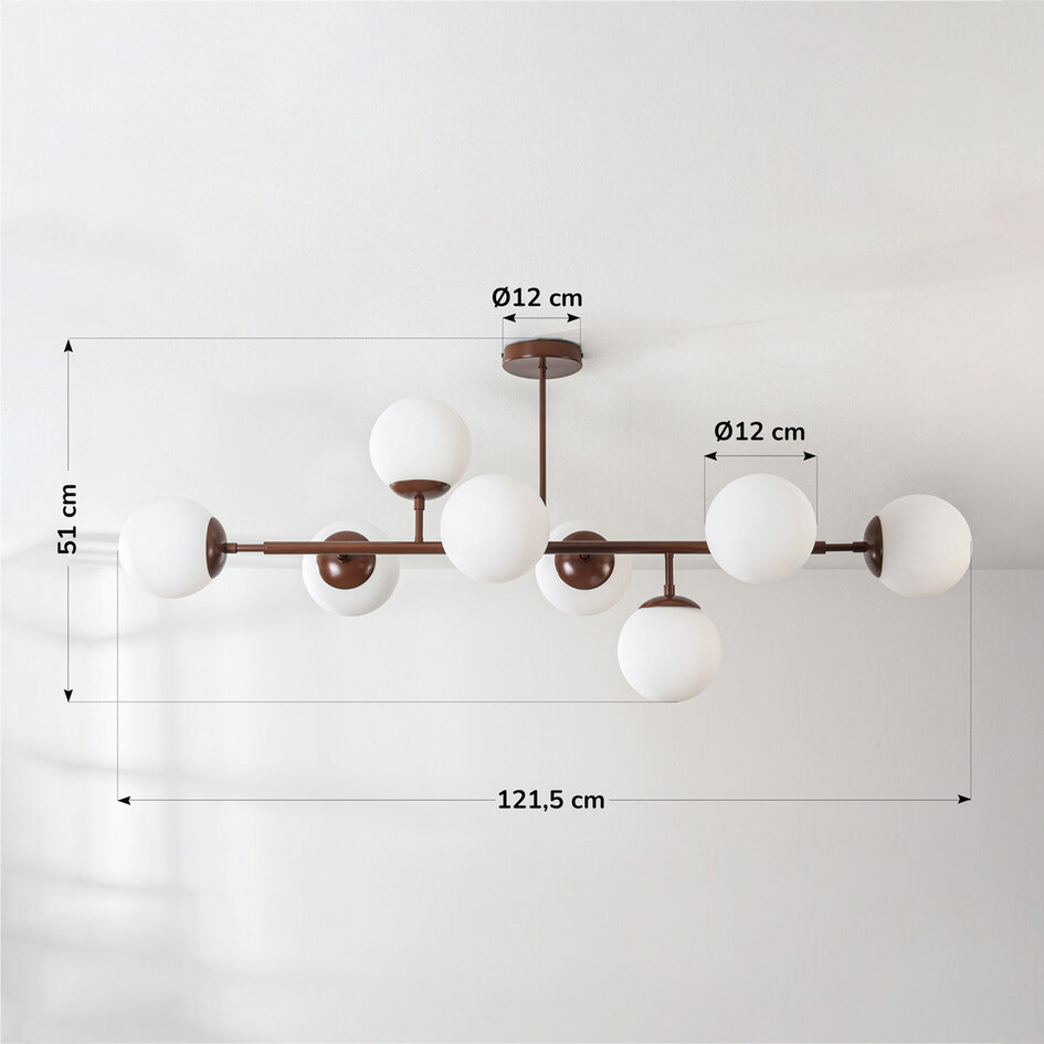 Design Lampa sufitowa Osem brązowe z mlecznobiały szklane kule - 8 światła