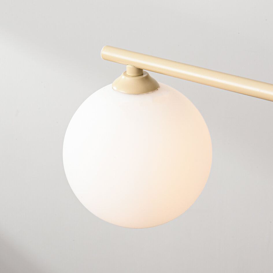 Nowoczesna obrotowa lampa sufitowa Nymo beżowa z mlecznobiałym szkłem, 4 światła