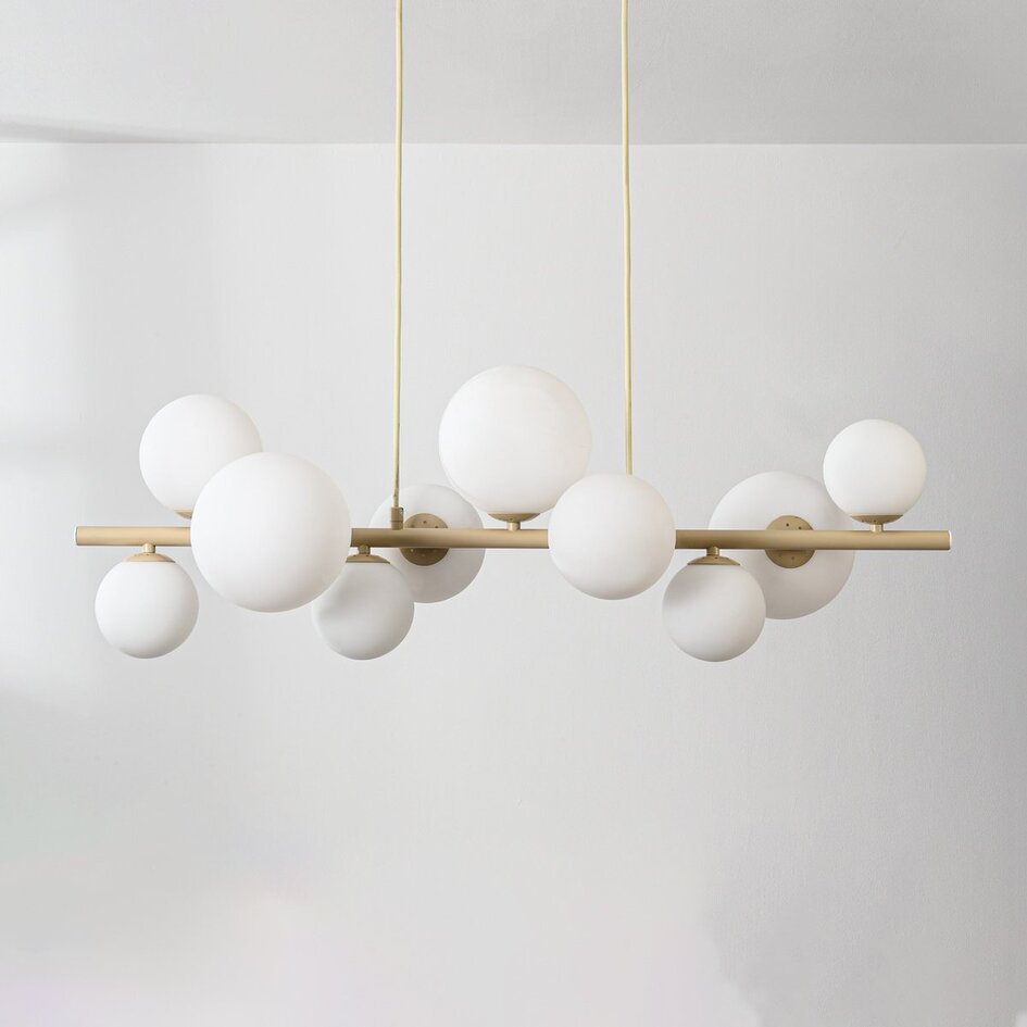 Designerska lampa wisząca Deka beżowa z mlecznobiałym szkłem, 10 światła