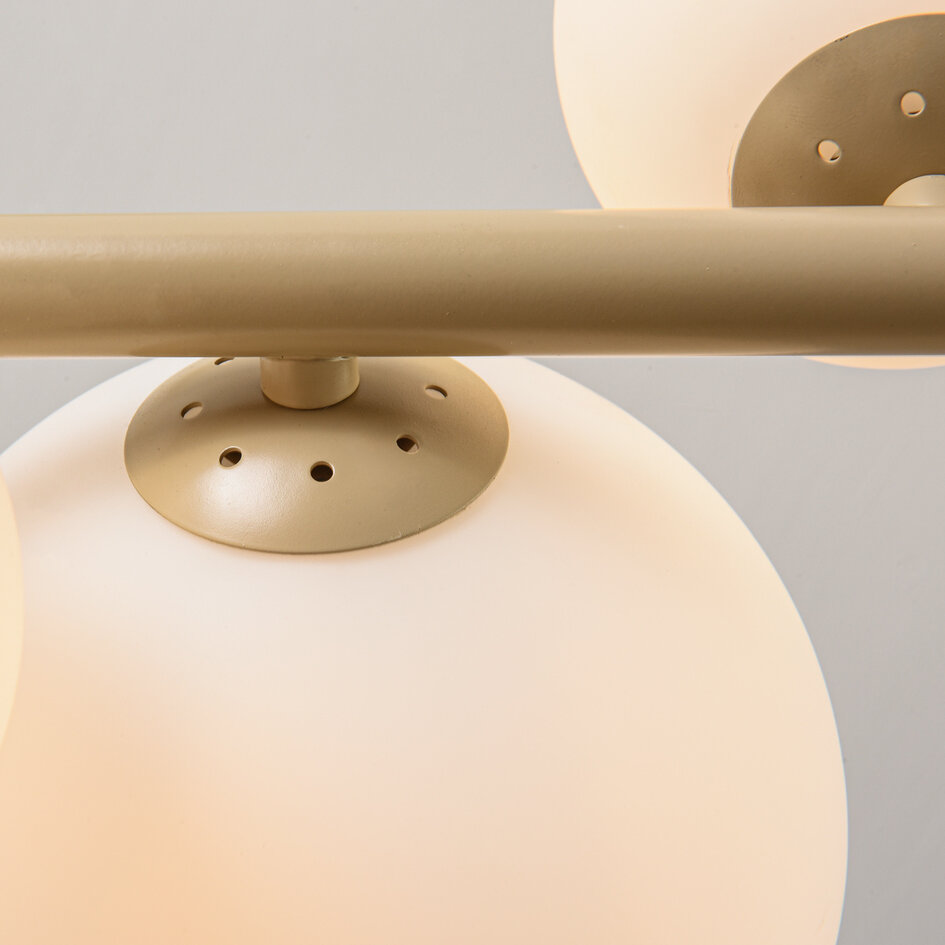 Designerska lampa wisząca Deka beżowa z mlecznobiałym szkłem, 10 światła