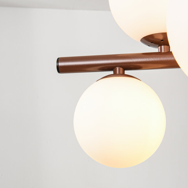 Design lampa wisząca Deka brązowa z mlecznobiałym szkłem, 10-światło