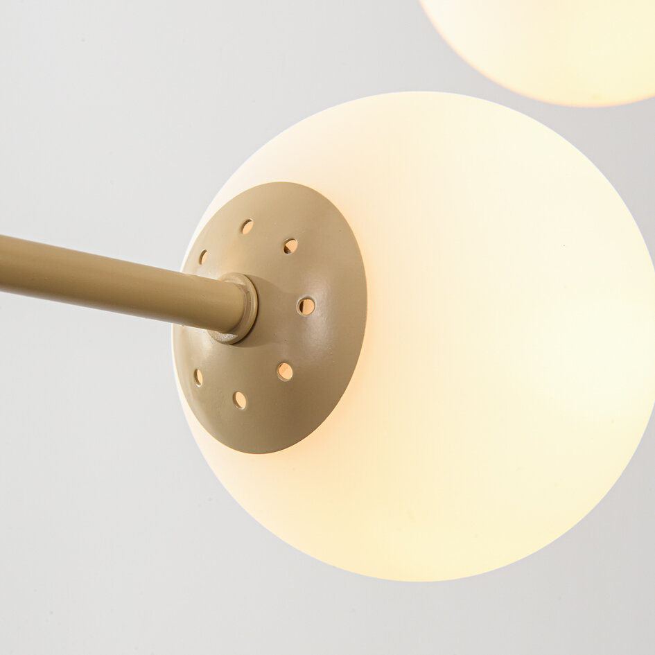 Lampa sufitowa Oito beżowe z mlecznobiałym szkłem i obrotowa, 8-światło