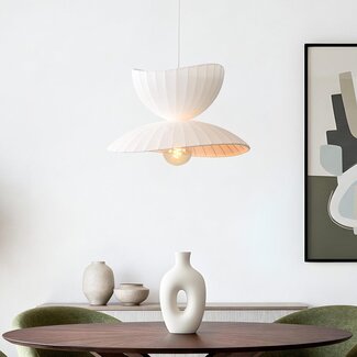 Lampa wisząca Kaze z podwójnym jedwabnym kloszem - biała