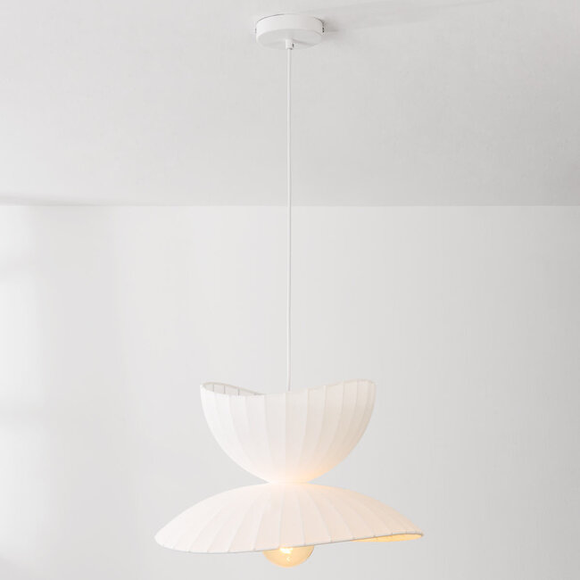 Lampa wisząca Kaze z podwójnym jedwabnym kloszem - biała