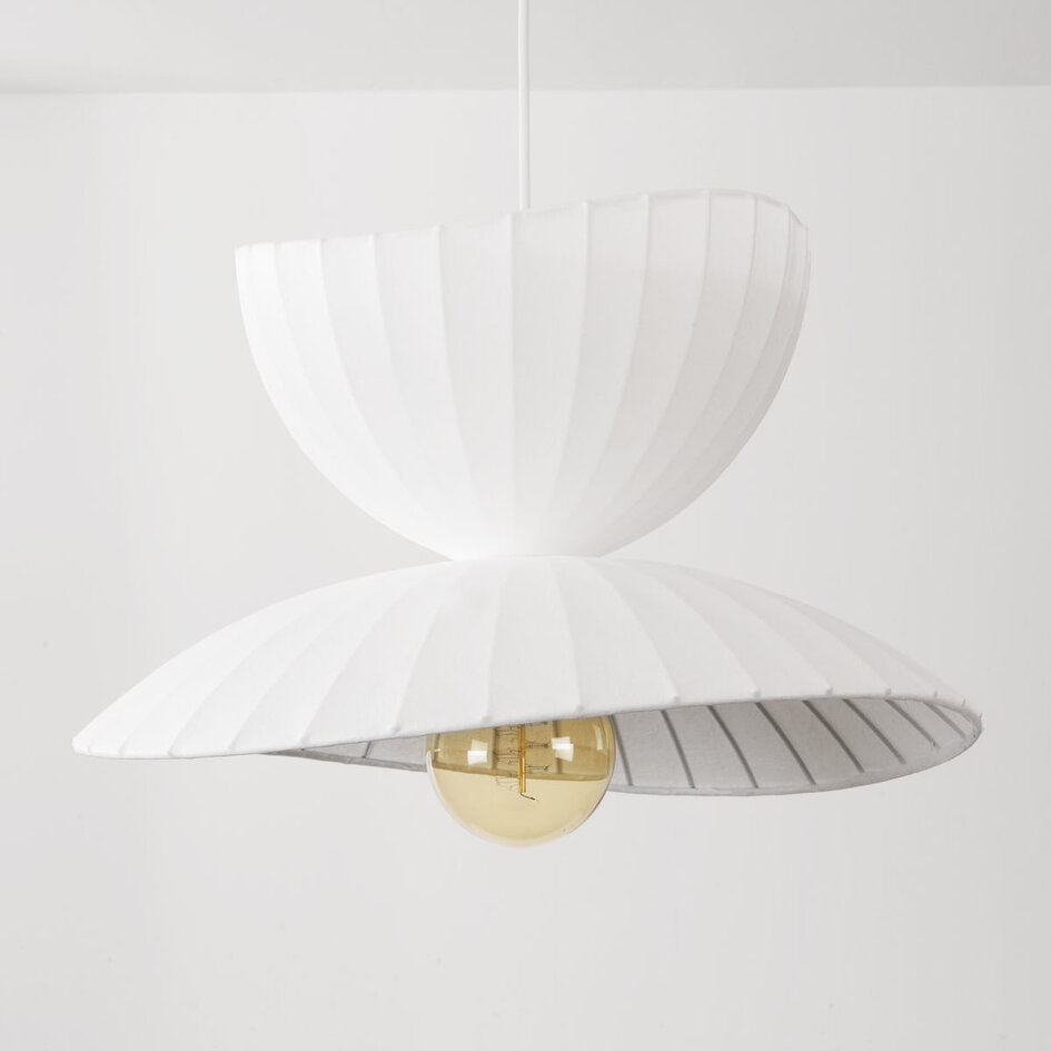 Lampa wisząca Kaze z podwójnym jedwabnym kloszem - biała