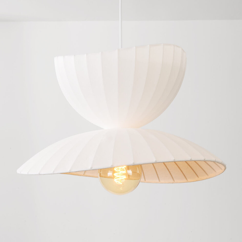 Lampa wisząca Kaze z podwójnym jedwabnym kloszem - biała