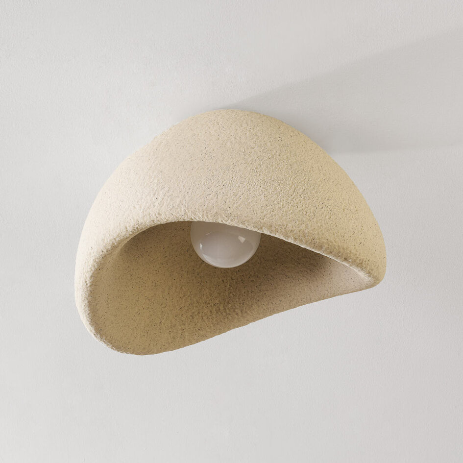 Lampa sufitowa Concrete Aura 40 cm – piaskowo-beżowy design Wabi-Sabi z czarnym nakrapianym efektem kamienia