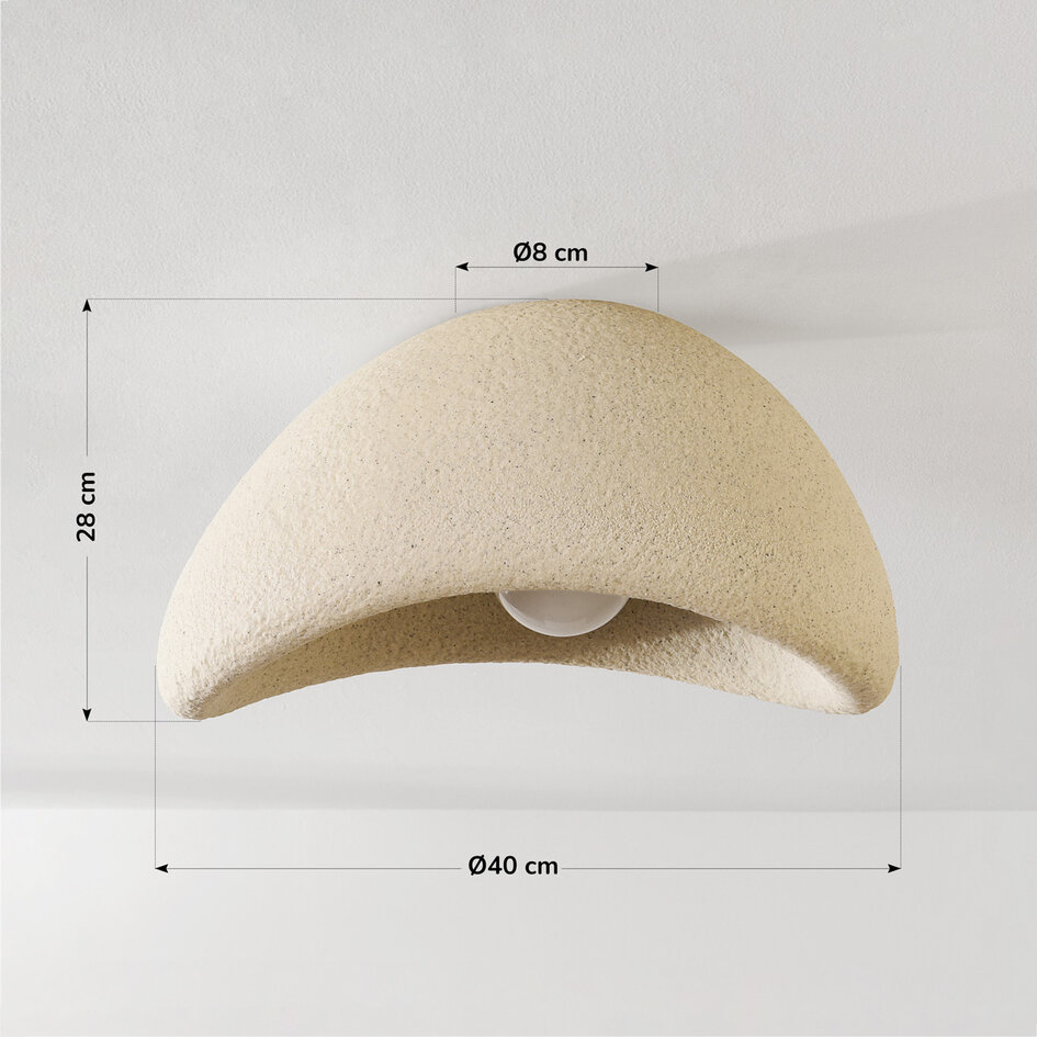 Lampa sufitowa Concrete Aura 40 cm – piaskowo-beżowy design Wabi-Sabi z czarnym nakrapianym efektem kamienia
