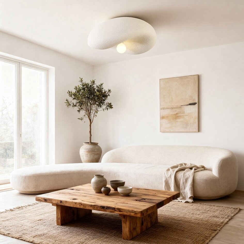 Lampa sufitowa Wabi-Sabi Kawa z białym efektem kamienia - 60 cm