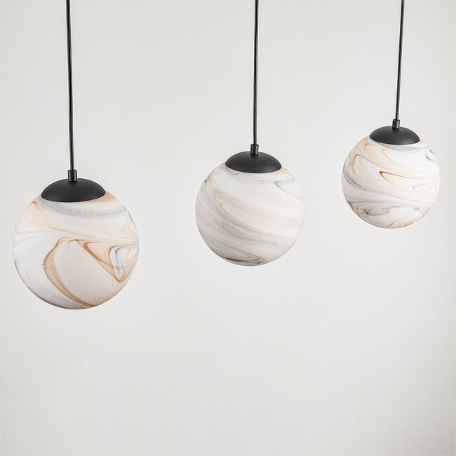 Lampa wisząca Marbelle 3-światłowa ze szkłem o wyglądzie marmuru – czarna