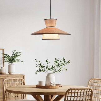 Lampa wisząca Zenith w stylu Japandi z naturalnym kloszem