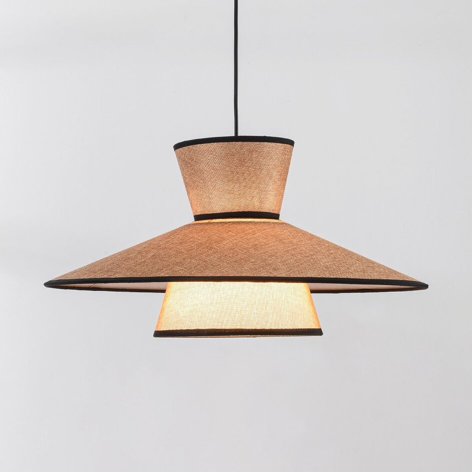 Lampa wisząca Zenith w stylu Japandi z naturalnym kloszem