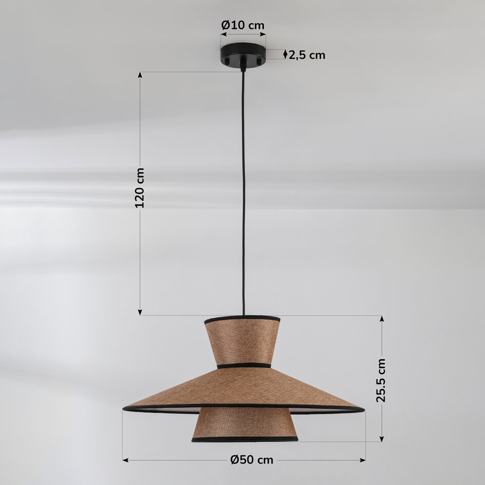 Lampa wisząca Zenith w stylu Japandi z naturalnym kloszem