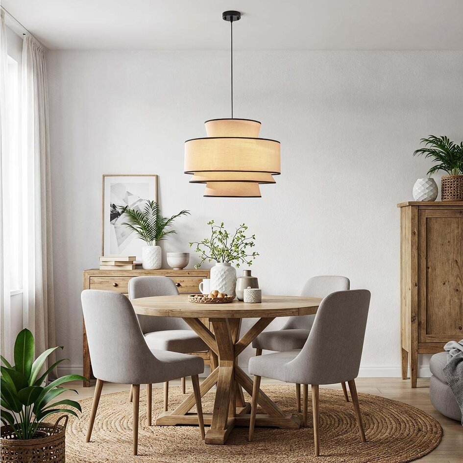 Lampa wisząca Zohra w stylu Japandi z naturalnym kloszem