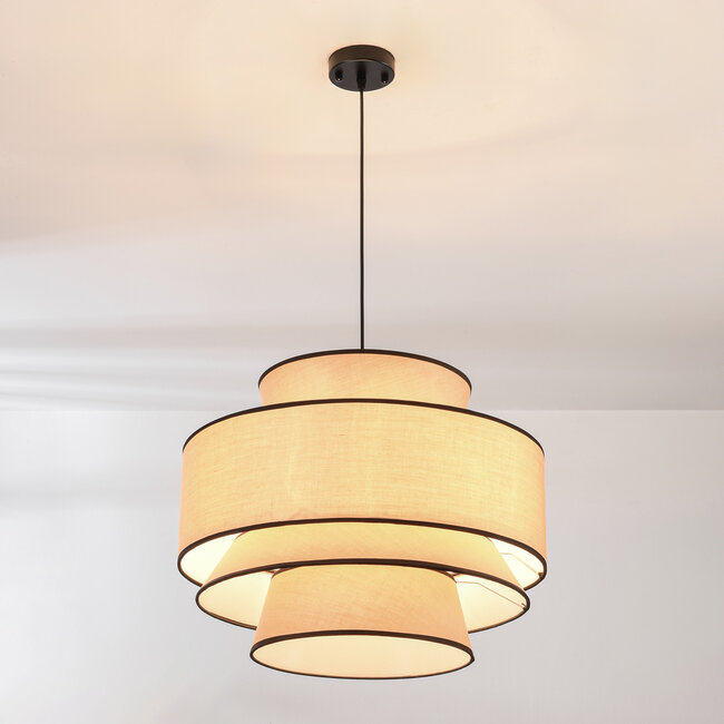 Lampa wisząca Zohra w stylu Japandi z naturalnym kloszem