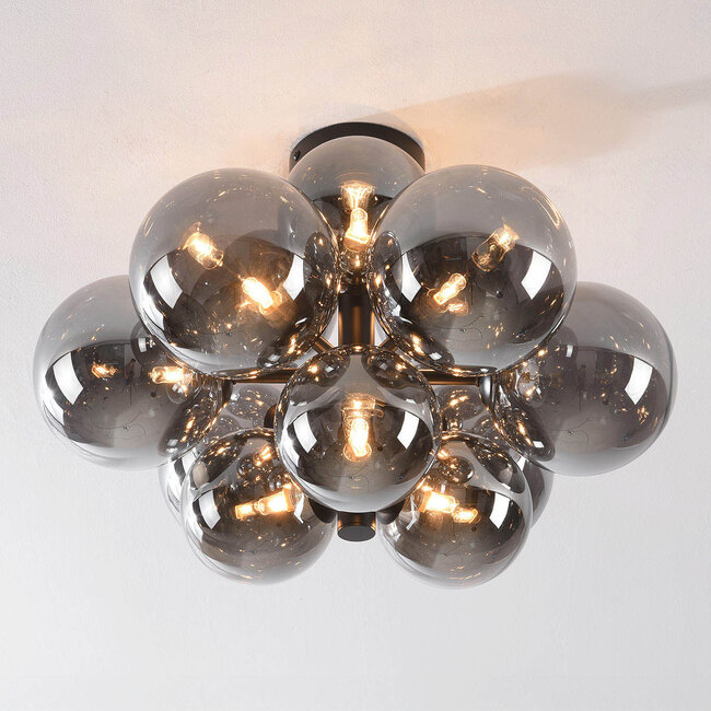 Lampa sufitowa Decora z przydymionymi szklanymi kulami - 12-światło