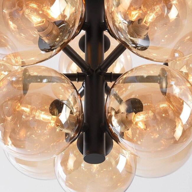 Lampa sufitowa Decora 12-światło ze szkłem bursztynowym