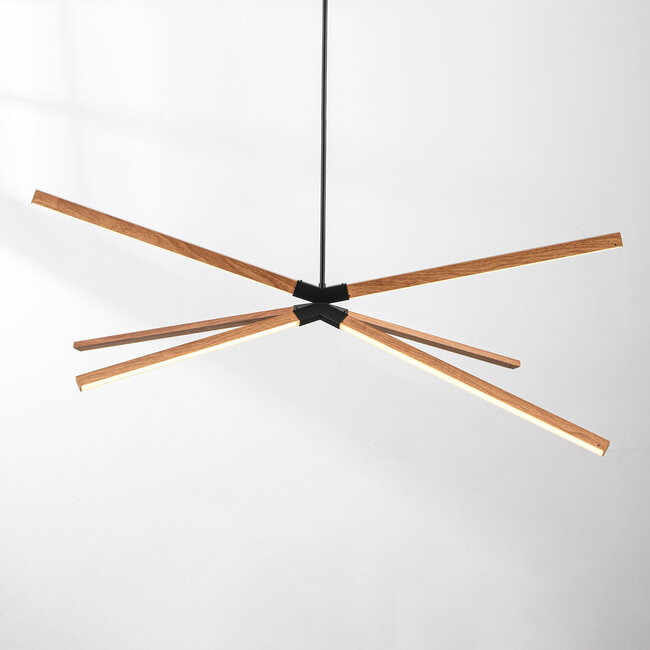 Design lampa wisząca Stellar ze zintegrowanymi 3-stopniowo ściemnialnymi diodami LED - imitacja drewna