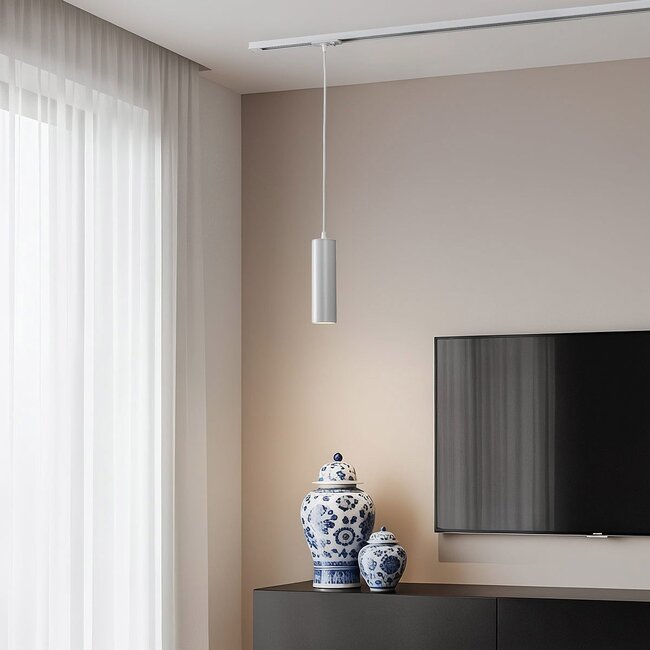 1-fazowa szynowa lampa wisząca tubowa Simon - biała