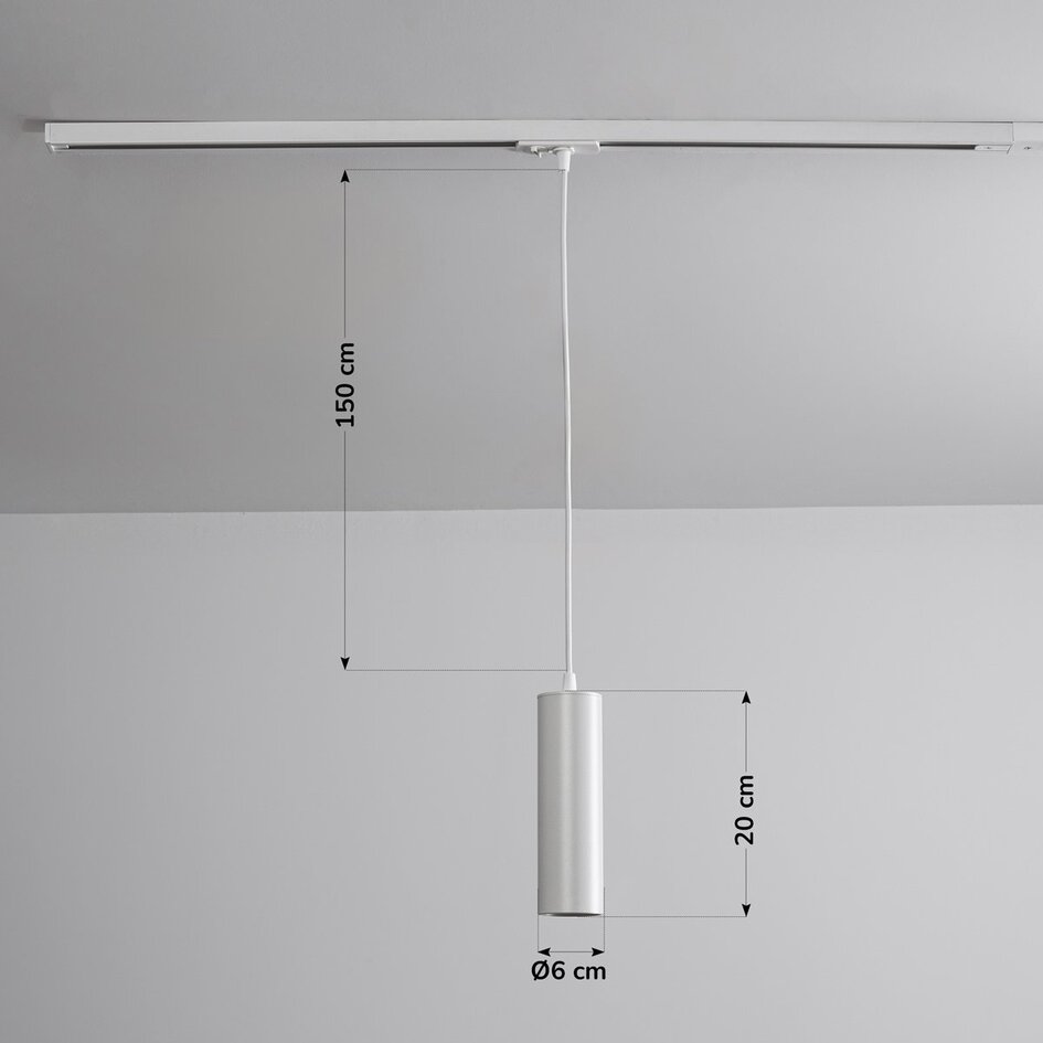1-fazowa szynowa lampa wisząca tubowa Simon - biała