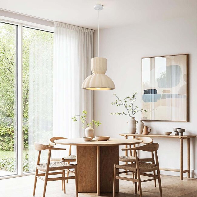 Nowoczesna lampa wisząca Wabi-Sabi Soru 40 cm - piaskowo-beżowa