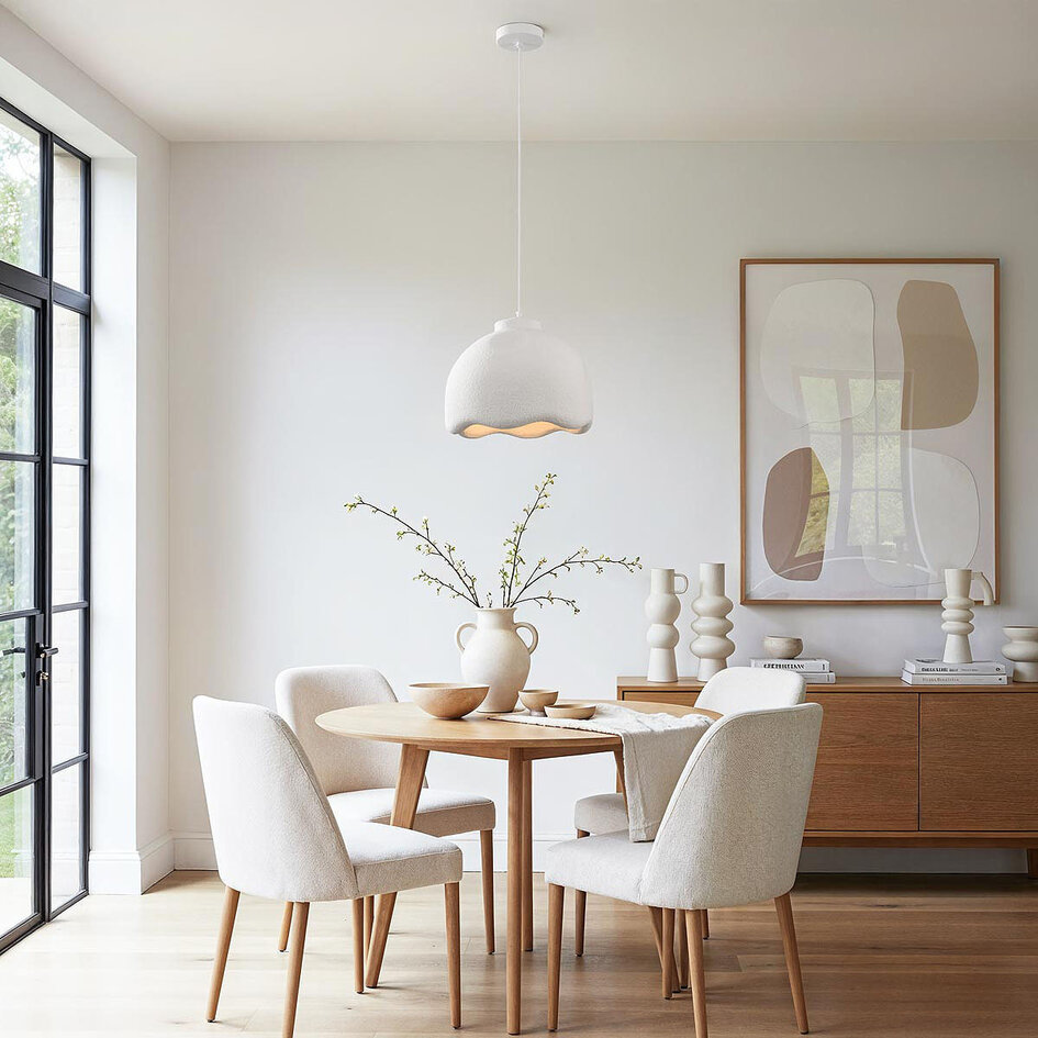 Lampa wisząca Wabi-Sabi Iro z efektem kamienia Ø35 cm - biała