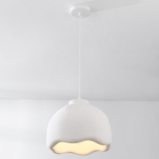 Lampa wisząca Wabi-Sabi Iro z efektem kamienia Ø35 cm - biała