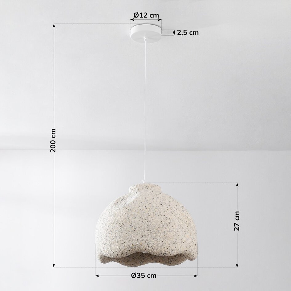 Lampa wisząca Wabi-Sabi Iro z efektem kamienia Ø35 cm - terrazzo beżowe