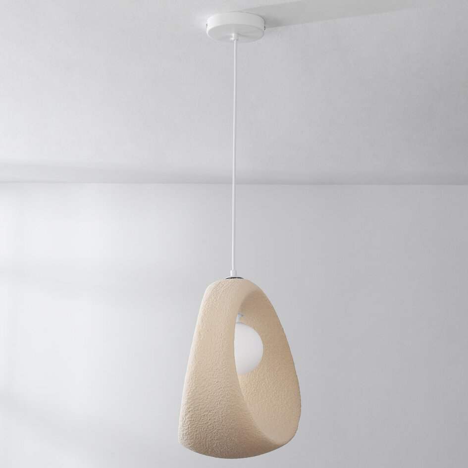 Współczesna lampa wisząca Wabi-Sabi z źródłem światła G9 Shio - piaskowy beż 38 x 42 cm