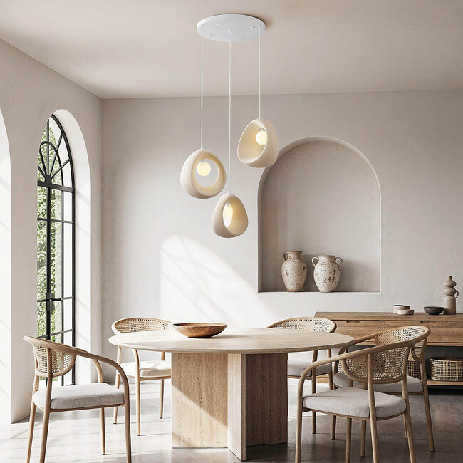 Lampa wisząca Wabi-Sabi Yoru z 3 światłami, w zestawie źródło światła G9 - piaskowy beż