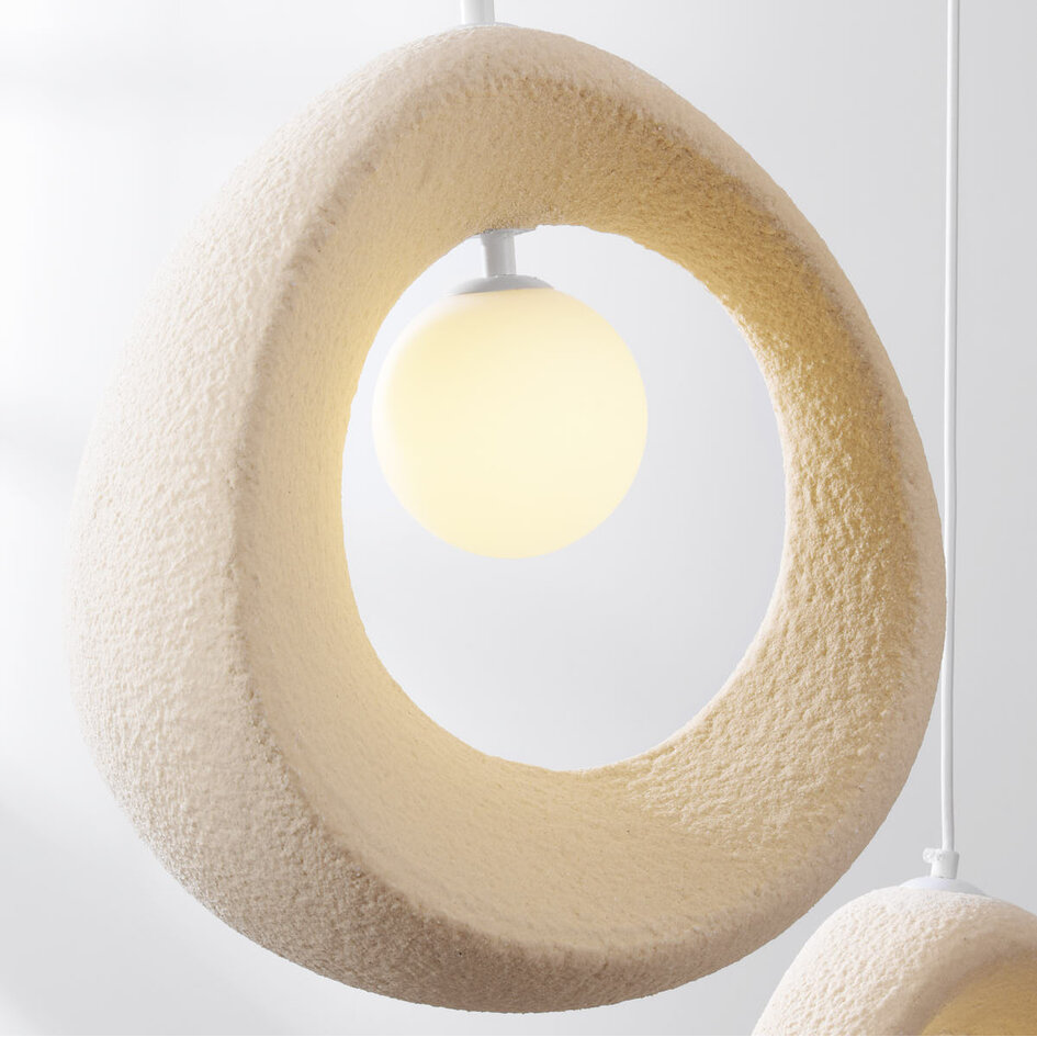 Lampa wisząca Wabi-Sabi Yoru z 3 światłami, w zestawie źródło światła G9 - piaskowy beż