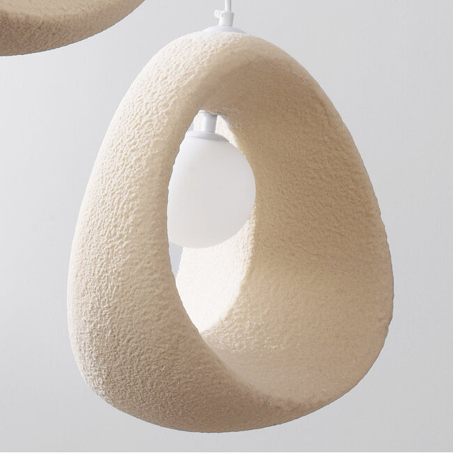 Lampa wisząca Wabi-Sabi Yoru z 3 światłami, w zestawie źródło światła G9 - piaskowy beż