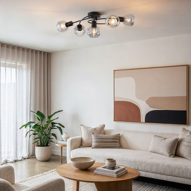 Lampa sufitowa Globe 5 światła ze szkłem dymionym